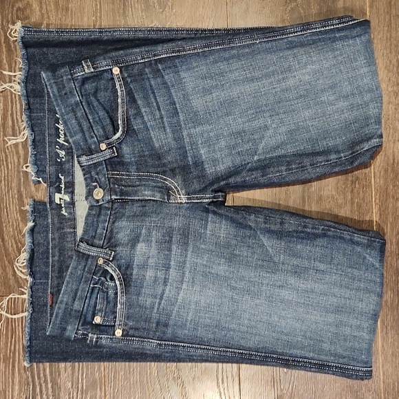 ❤️ 7 FOR ALL MANKIND A-POCKET FRAY HEM FLARE JEANS, 2S (26 SHORT) - Picture 1 of 6